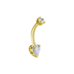 Refined 18 Karat Gold Navel Piercing with Dazzling Heart-Shaped Zirconia