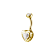 Elegant 18 Karat Gold Navel Piercing with Heart-Shaped Premium Zirconia