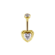 Elegant 18 Karat Gold Navel Piercing with Heart-Shaped Premium Zirconia