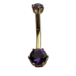 18 Karat Gold Navel Piercing with Alluring Amethyst