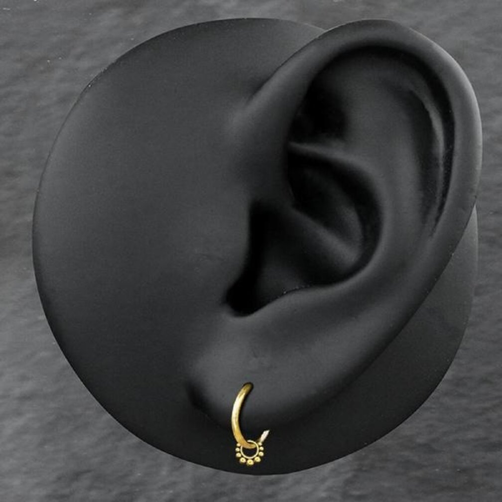 Elegante  Stalen Segmentring Hanger met Kralenrand