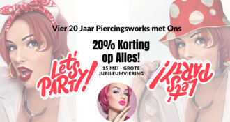 Vier 20 Jaar PiercingWorks: Profiteer van een 20% korting op alles!