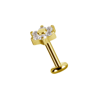 Piercings Works 18 Karat Gold Flower Ear Piercing with Premium Zirconia Petals