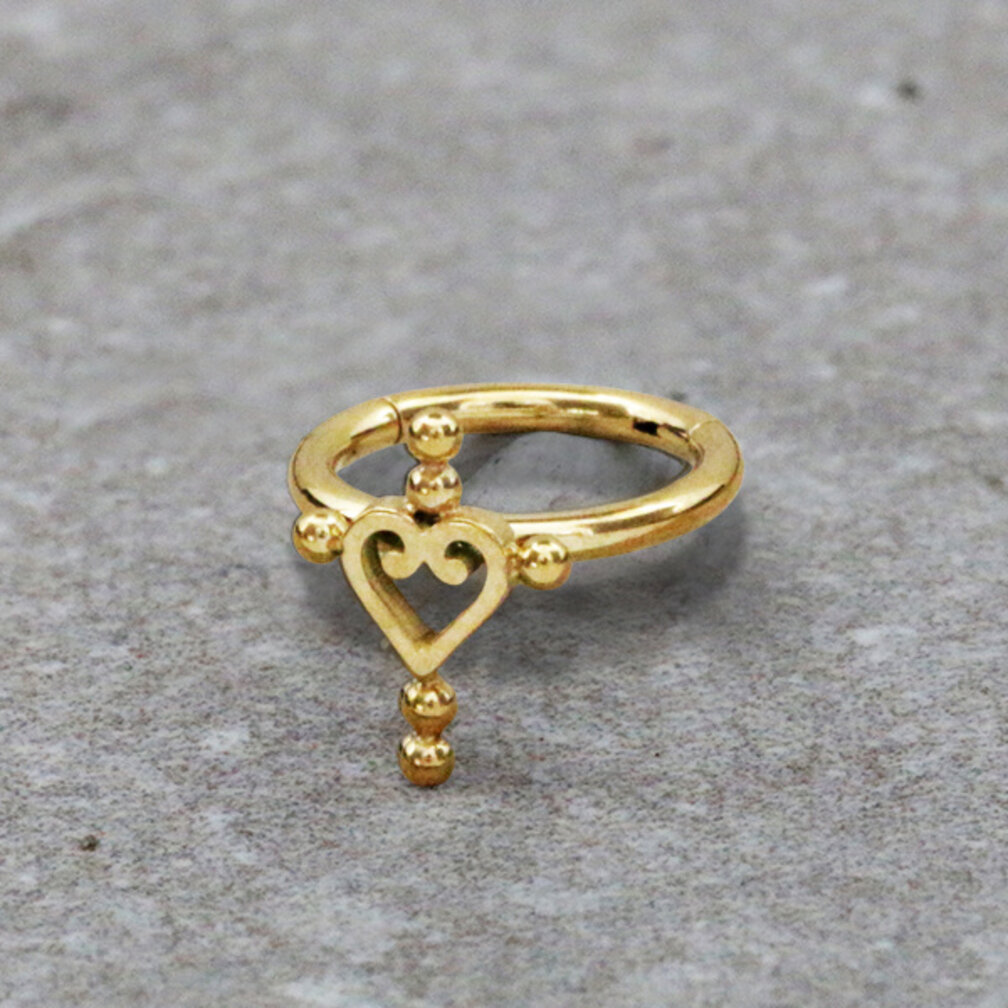 Vergulde Hart Segment Ring voor Helix Piercings