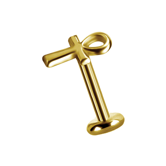 Piercings Works 18 Karat Gold Ear Piercing - Egyptian Ankh Cross