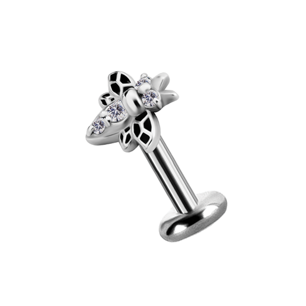 Surgical Steel Barbell -  Bee with Zirconia