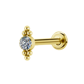 Piercings Works Vergulde Titanium Barbell - Premium Kristallen