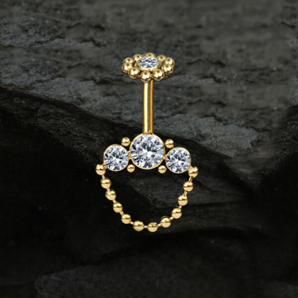 Vertical Helix Piercing with Zirconia and Beaded Design