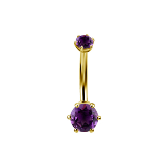 Piercings Works 18 Karaat Gouden Navelpiercing met Betoverende Amethist