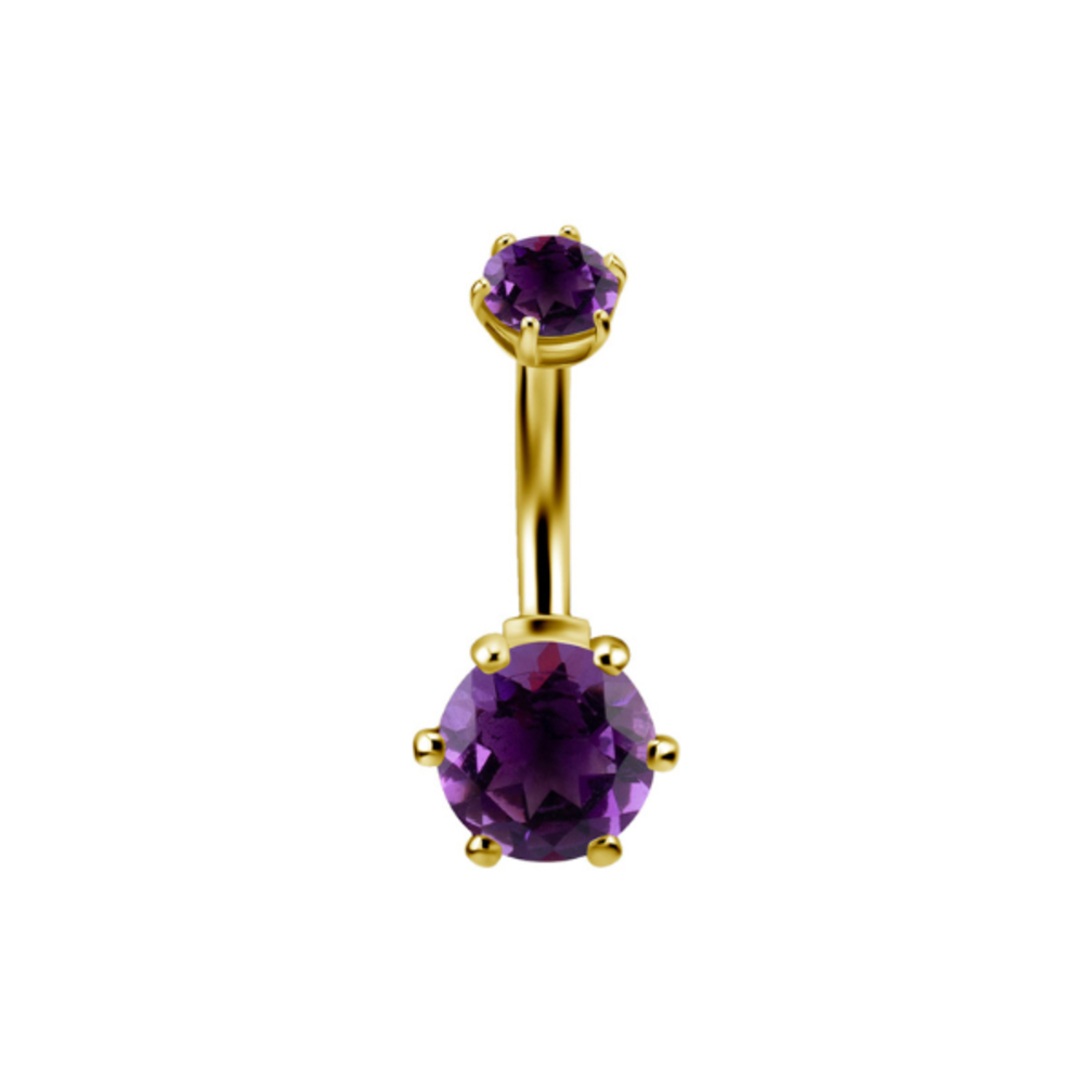 18 Karat Gold Navel Piercing with Alluring Amethyst