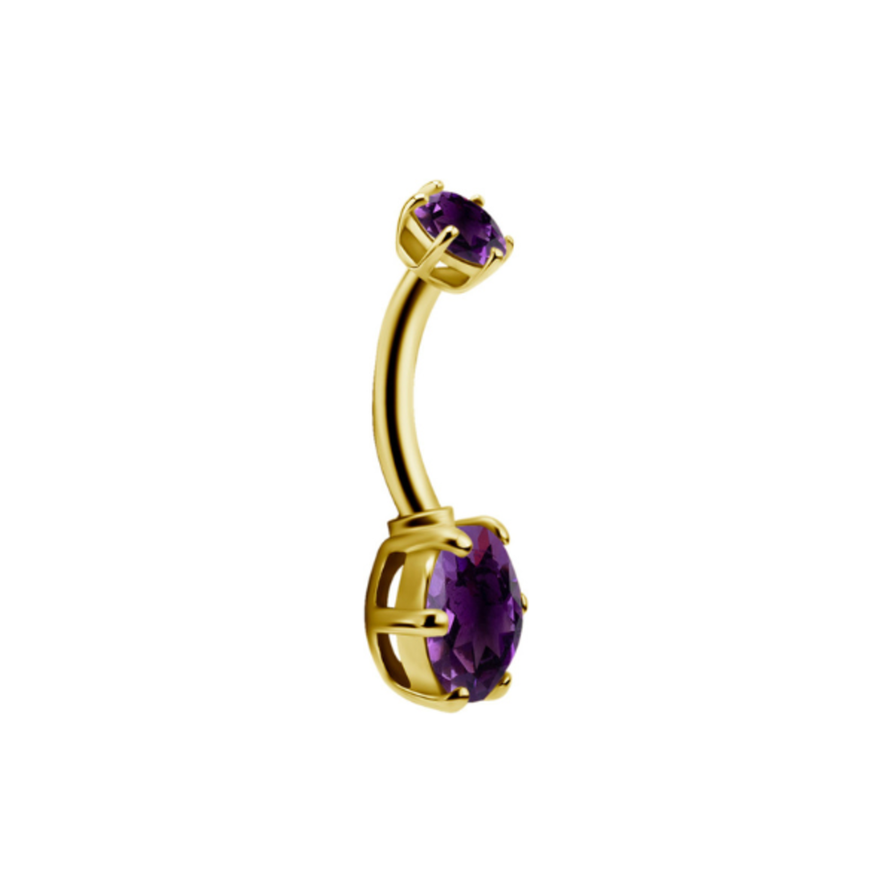18 Karat Gold Navel Piercing with Alluring Amethyst
