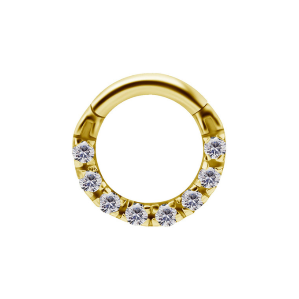 18 Karaat Goud Septum/Daith Ring  -  Premium Zirkonia