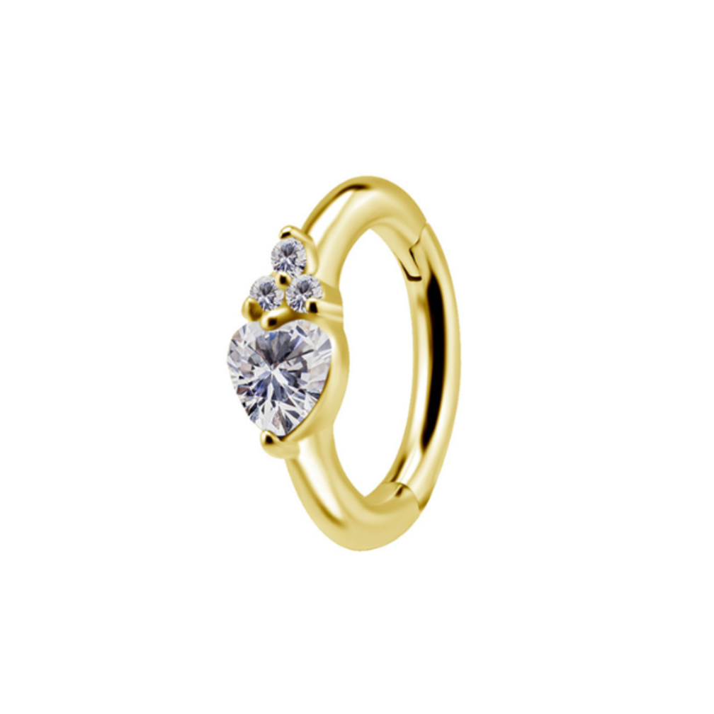 18 Karat Gold Rook Ring - Heart Zirconia