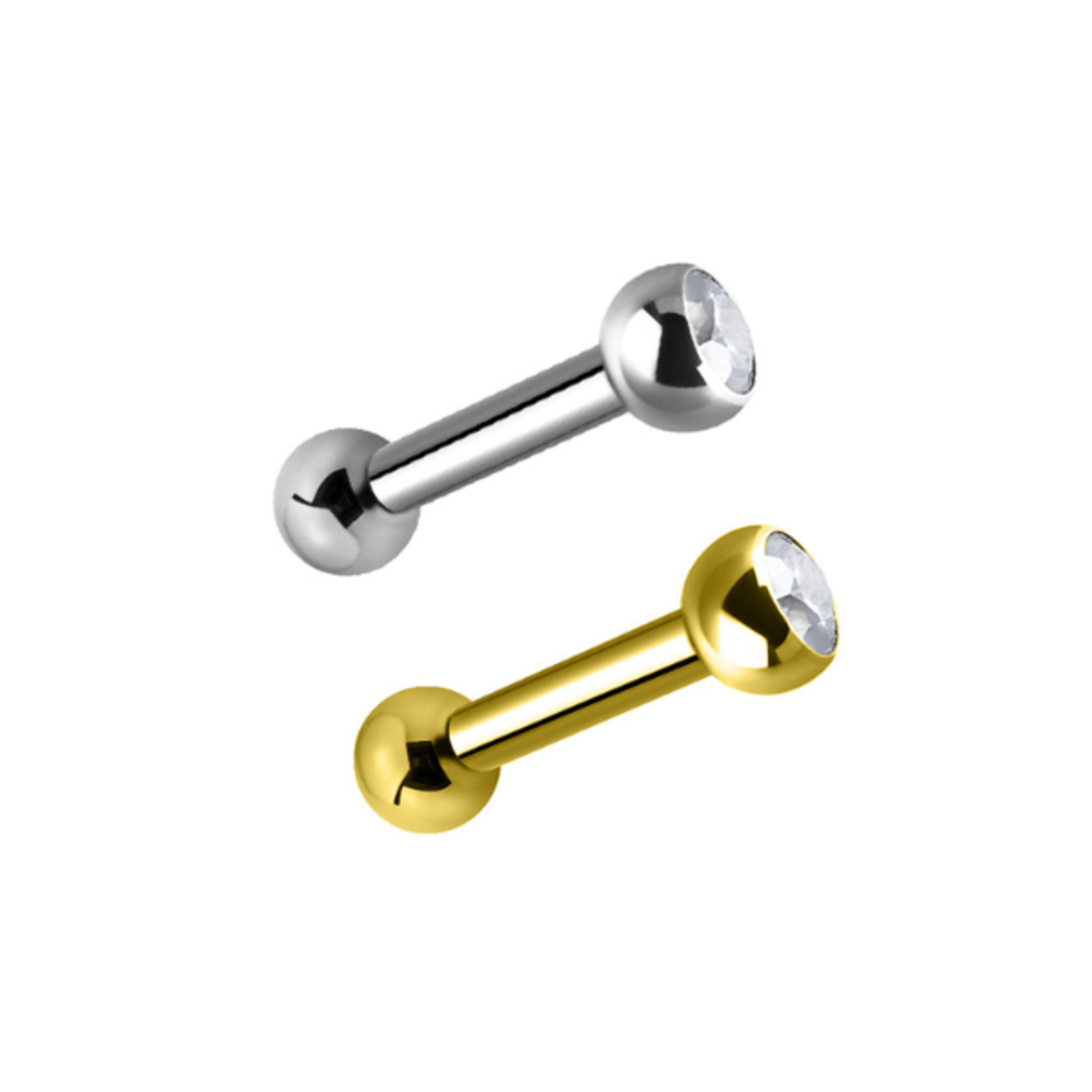 Gold Plated / Titanium Barbell - Premium Zirkonia