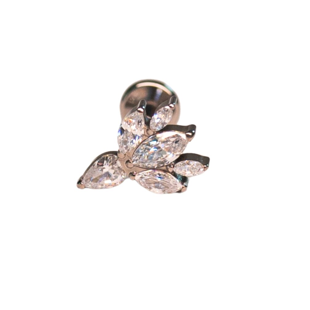 Titanium Helix / Tragus Piercing - Elegante Kristallen Bloem