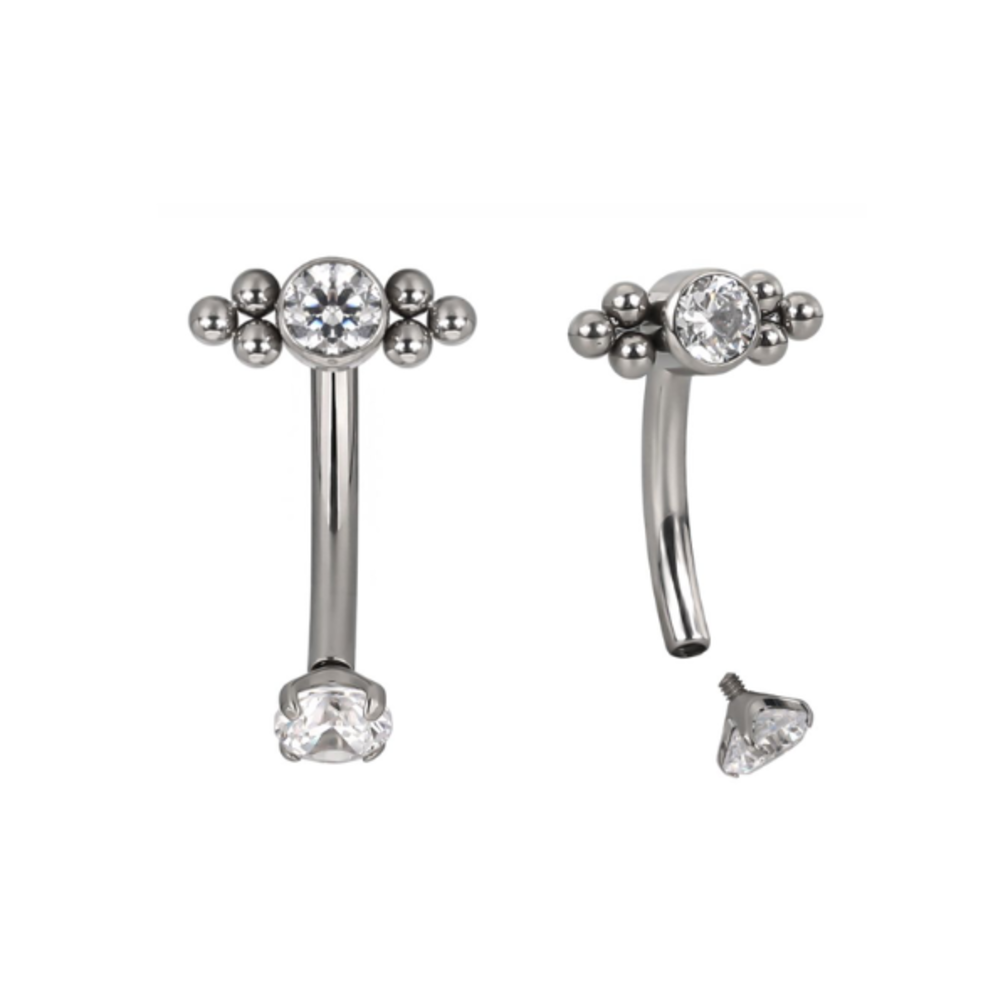 Elegante Titanium Rookpiercing met Kristallen