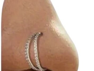 OUFER 20G Horseshoe neuspiercing chirurgisch staal 316L, binnendraad Nostril piercing ring, 2 CZ-ballen, 1 piercing-kogelgrijper neusring kraakbeen oorpiercing transparante CZ voor dames 7/8 mm