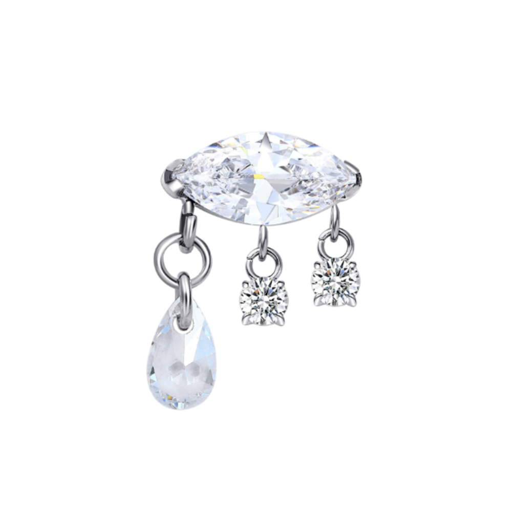 Titanium Oorpiercing met Hangende Kristallen