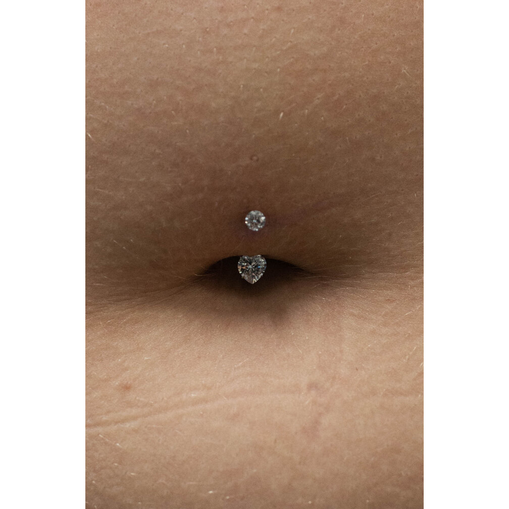 Titanium Navel Piercing with Heart-Shaped Crystal