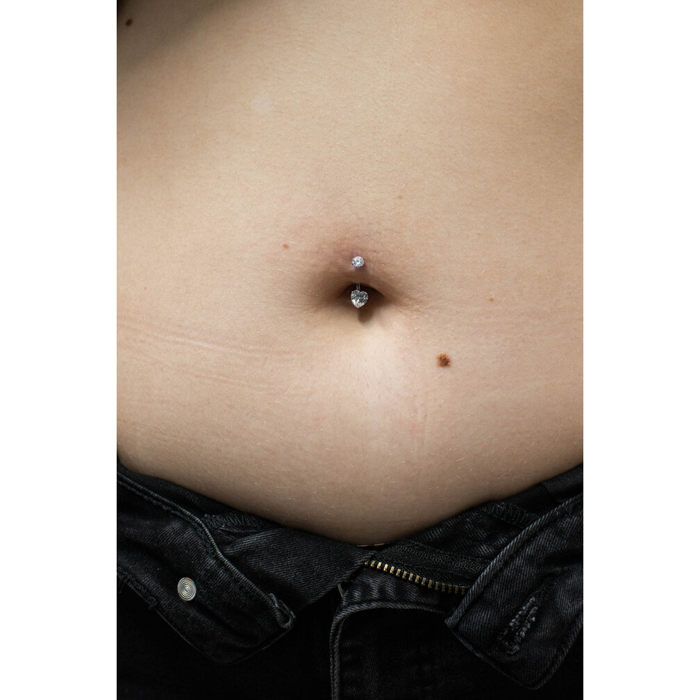 Titanium Navel Piercing with Heart-Shaped Crystal
