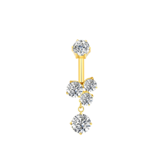 Piercings Works Titanium Navel Piercing with Crystals – Elegant Gold Design