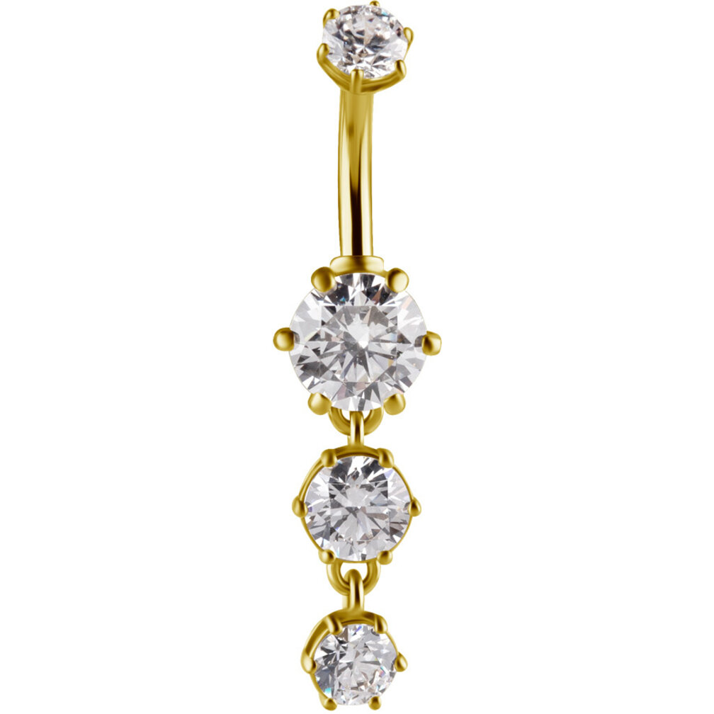 Elegant 18K Gold Navel Piercing with Premium Zirconia