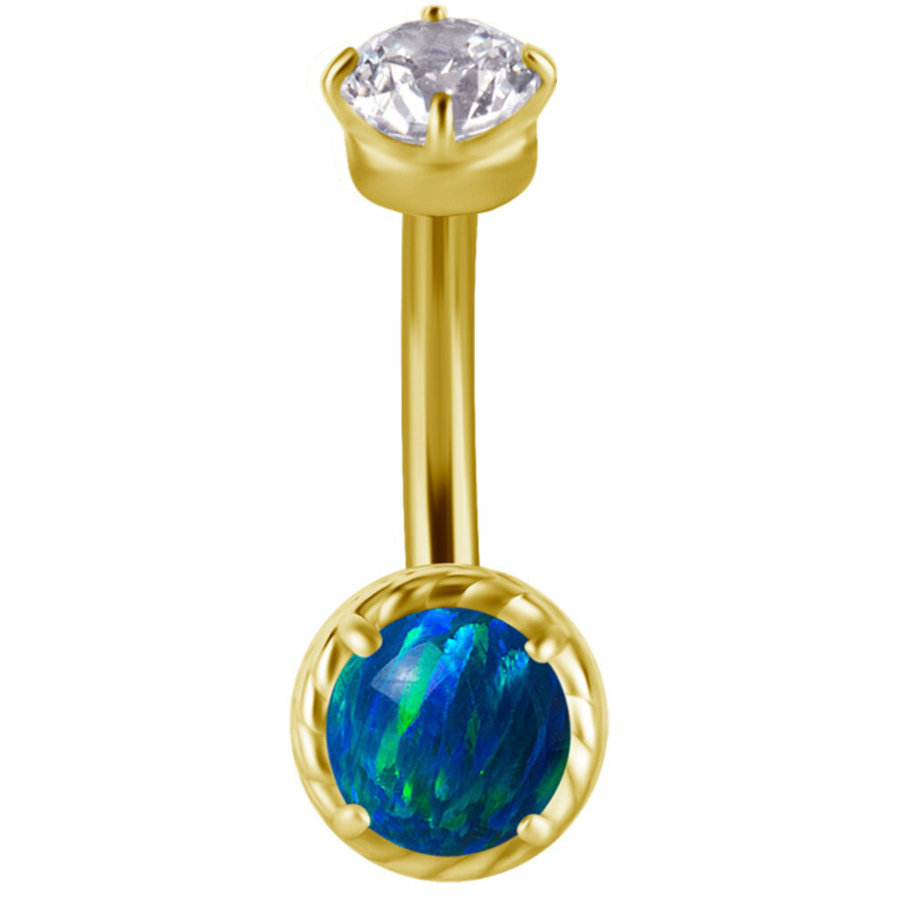 Rook Piercing met Opaal & Zirkonia – Luxueuze Glow