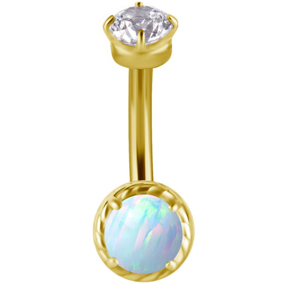 Rook Piercing met Opaal & Zirkonia – Luxueuze Glow