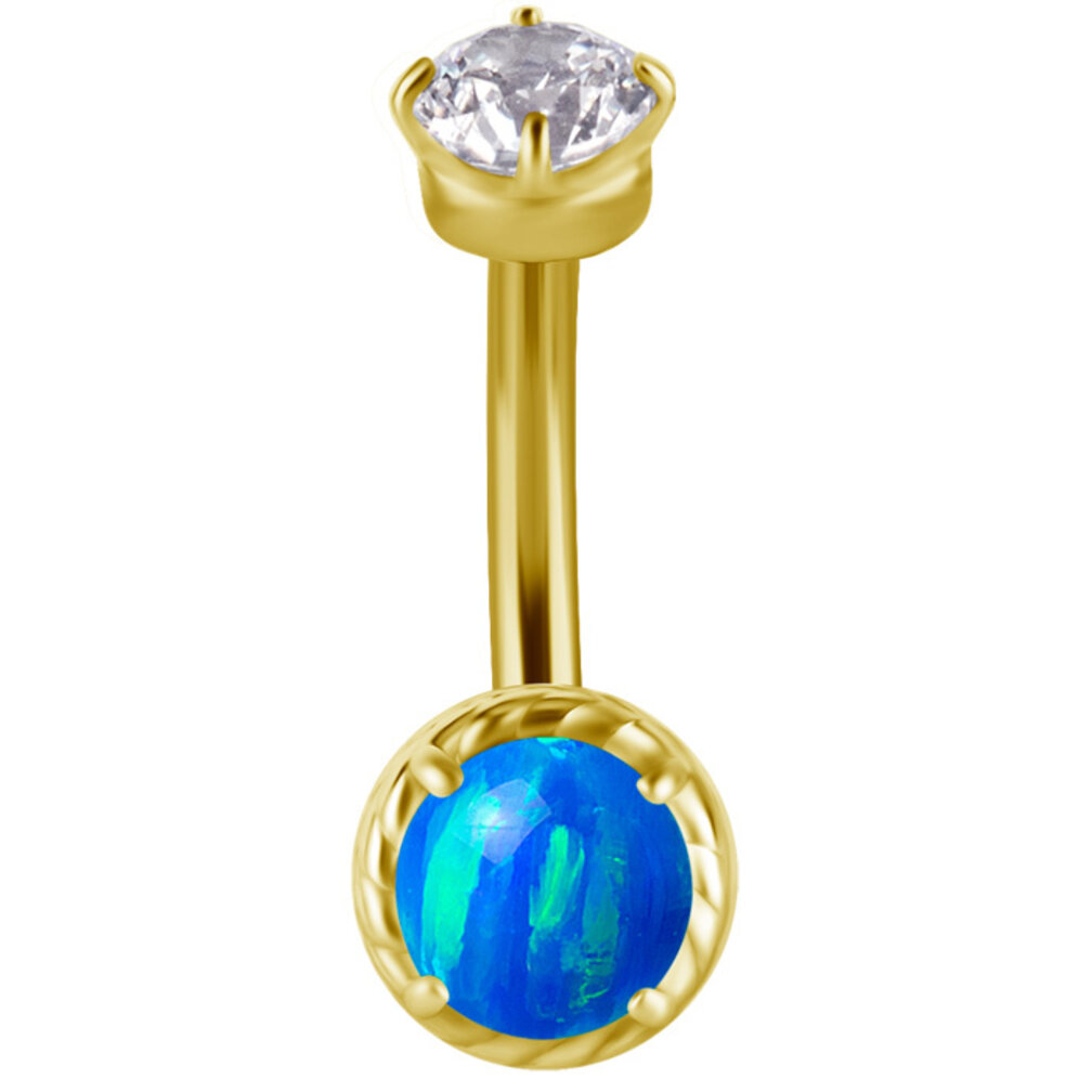 Rook Piercing met Opaal & Zirkonia – Luxueuze Glow