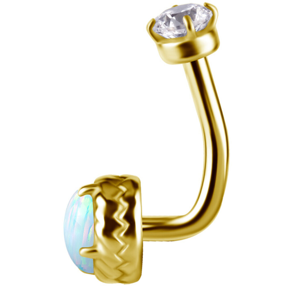 Rook Piercing met Opaal & Zirkonia – Luxueuze Glow