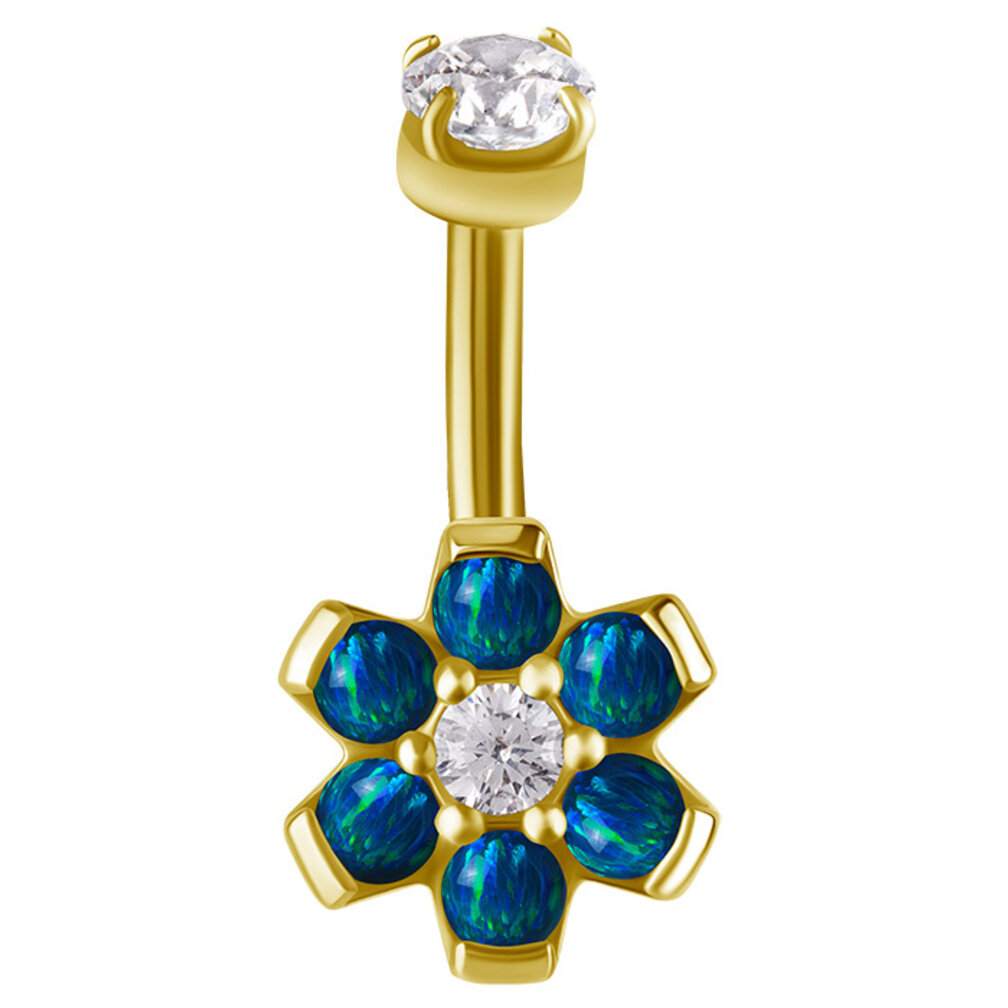 Rook Piercing met Opaal Bloem & Zirkonia – Stralende Elegantie