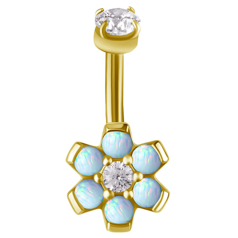 Rook Piercing met Opaal Bloem & Zirkonia – Stralende Elegantie