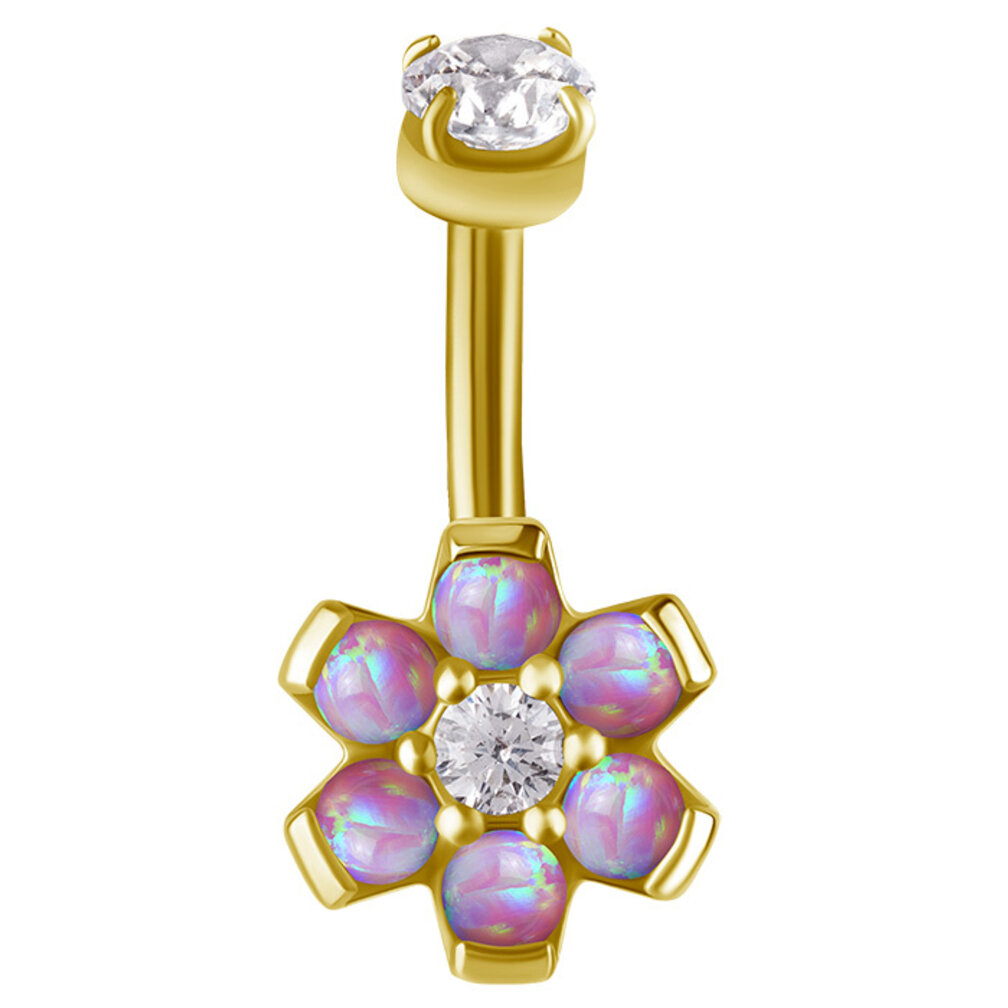 Rook Piercing met Opaal Bloem & Zirkonia – Stralende Elegantie