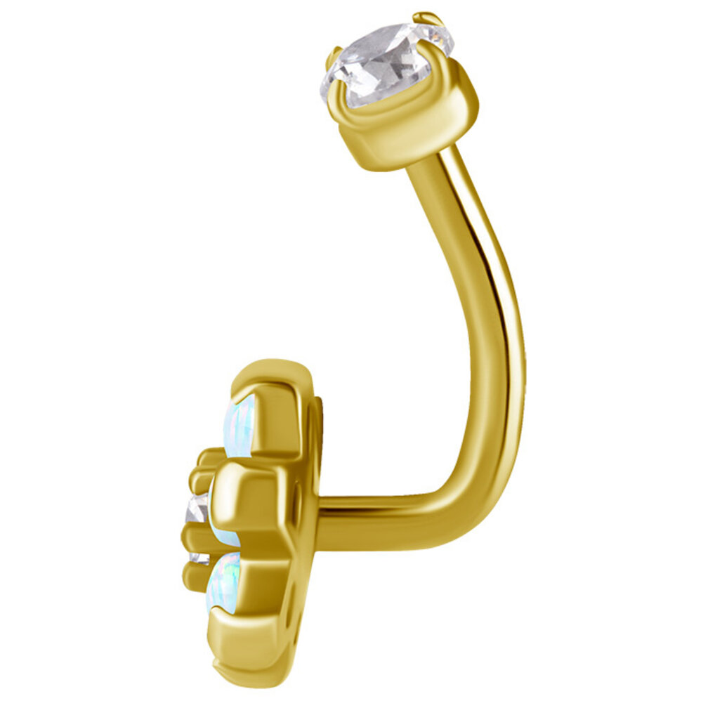 Rook Piercing met Opaal Bloem & Zirkonia – Stralende Elegantie