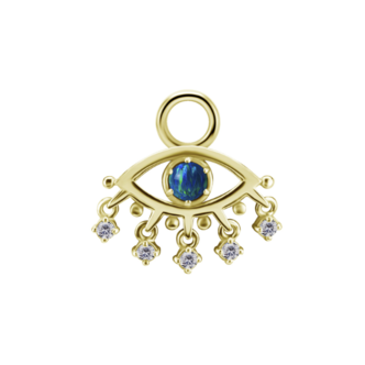 Piercings Works Segment Ring Hanger - Oog met Blauwe Opaal & Zirkonia