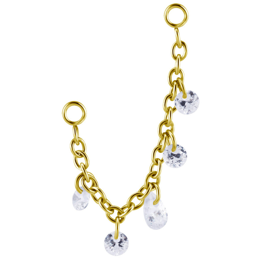 Verbindingsketting voor Piercingringen met Zwevende Zirkonia
