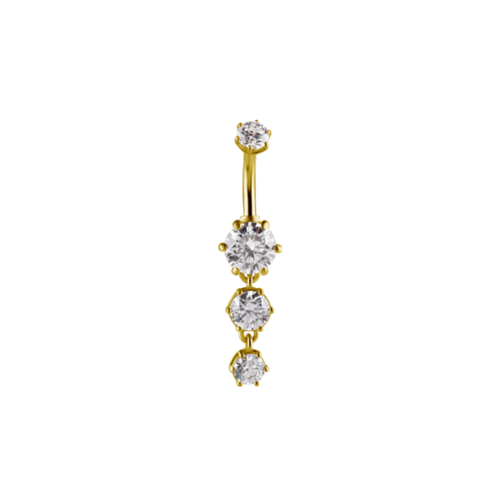 Elegant 18K Gold Navel Piercing with Premium Zirconia