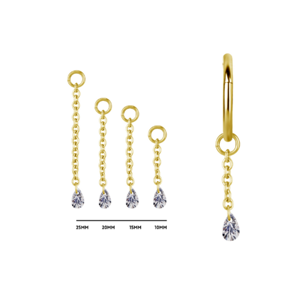 Segment Ring Hanger - Chain with Pear-Shaped Zirconia in 4 Sizes