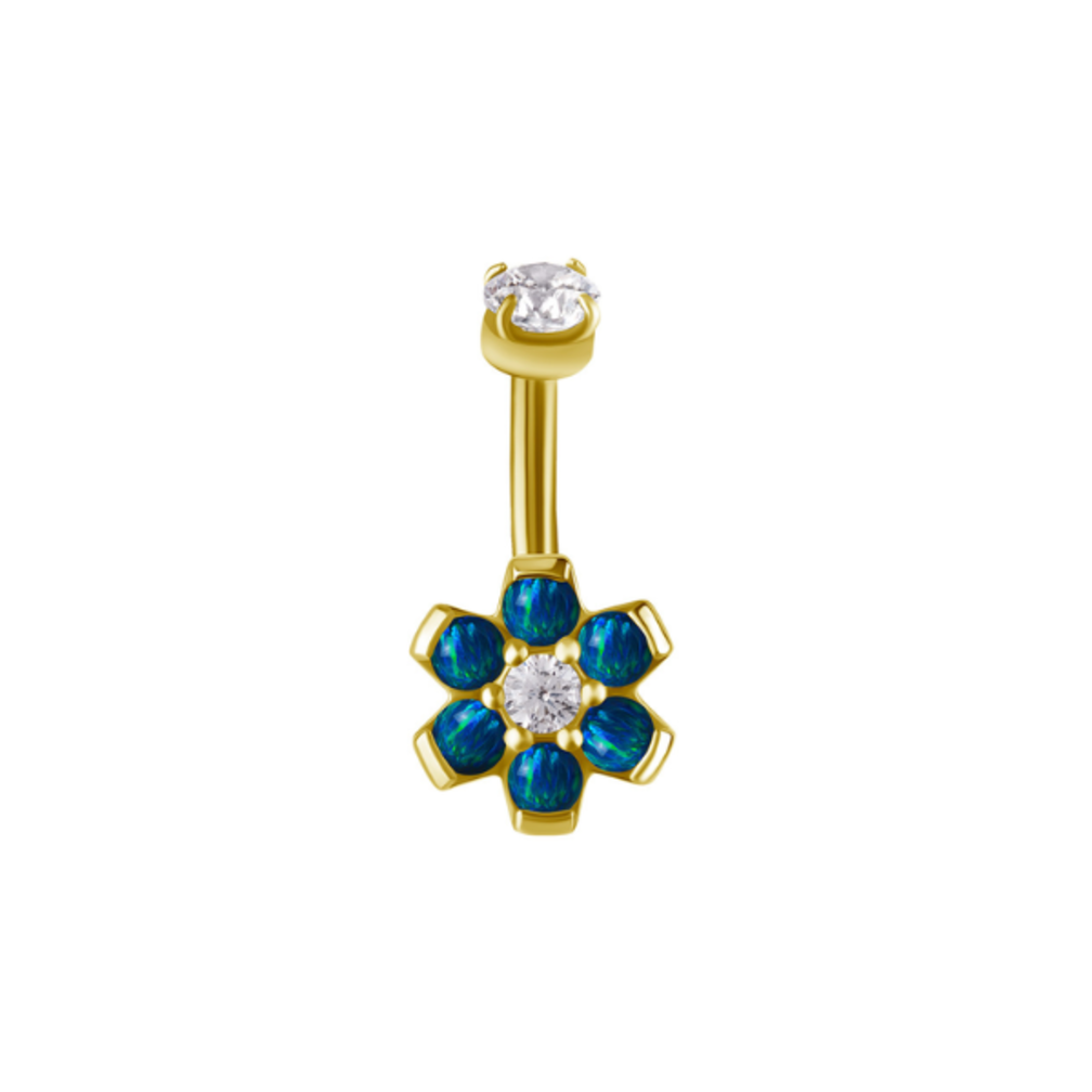 Rook Piercing met Opaal Bloem & Zirkonia – Stralende Elegantie