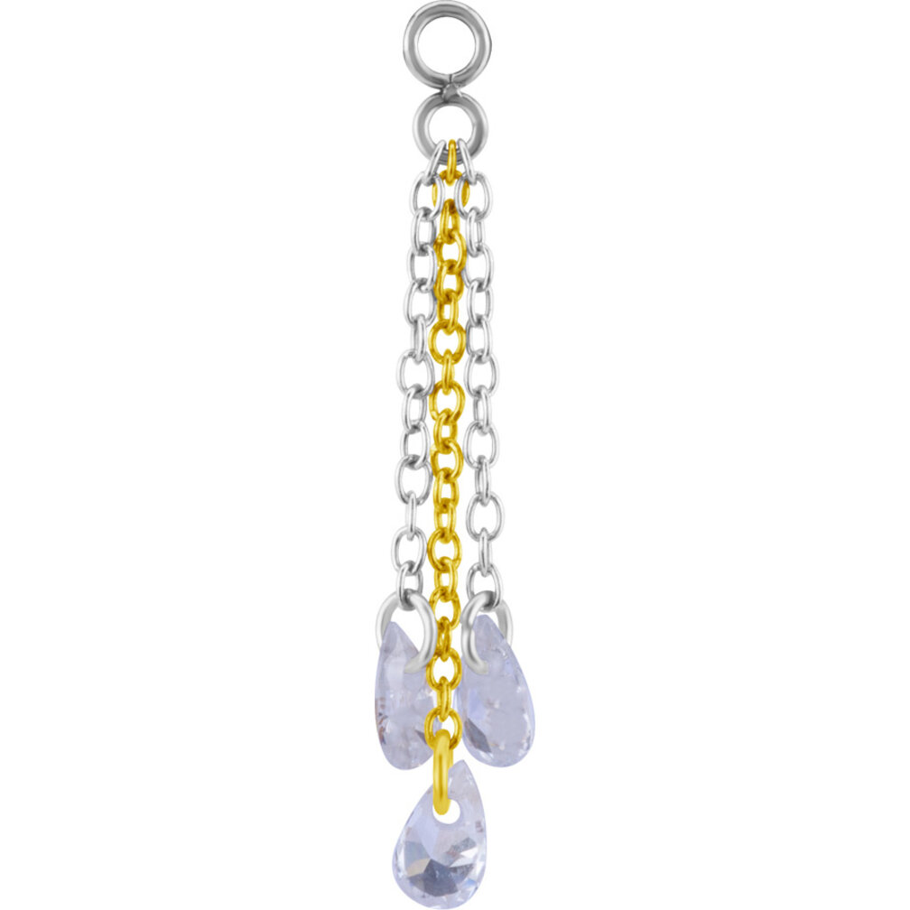Segment Ring Hanger - Two-Tone Chain Charm with Pear-Shaped Zirconia