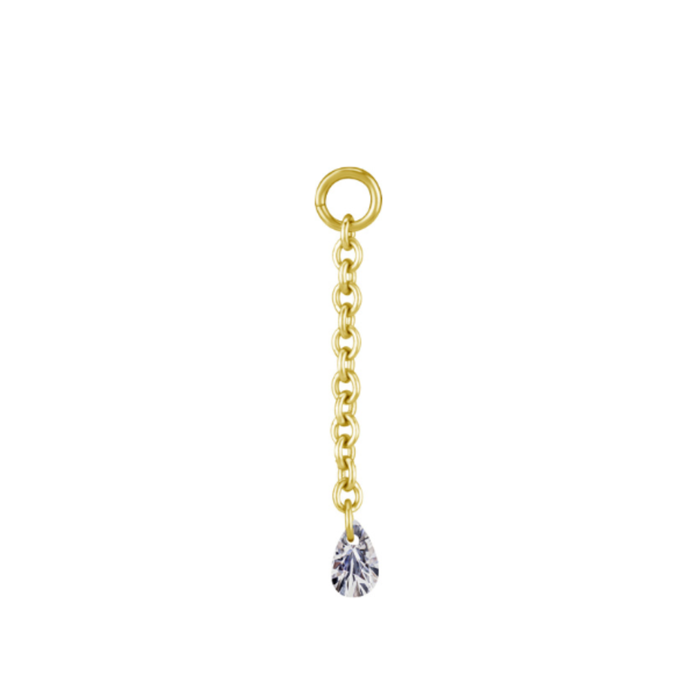 Segment Ring Hanger - Chain with Pear-Shaped Zirconia in 4 Sizes