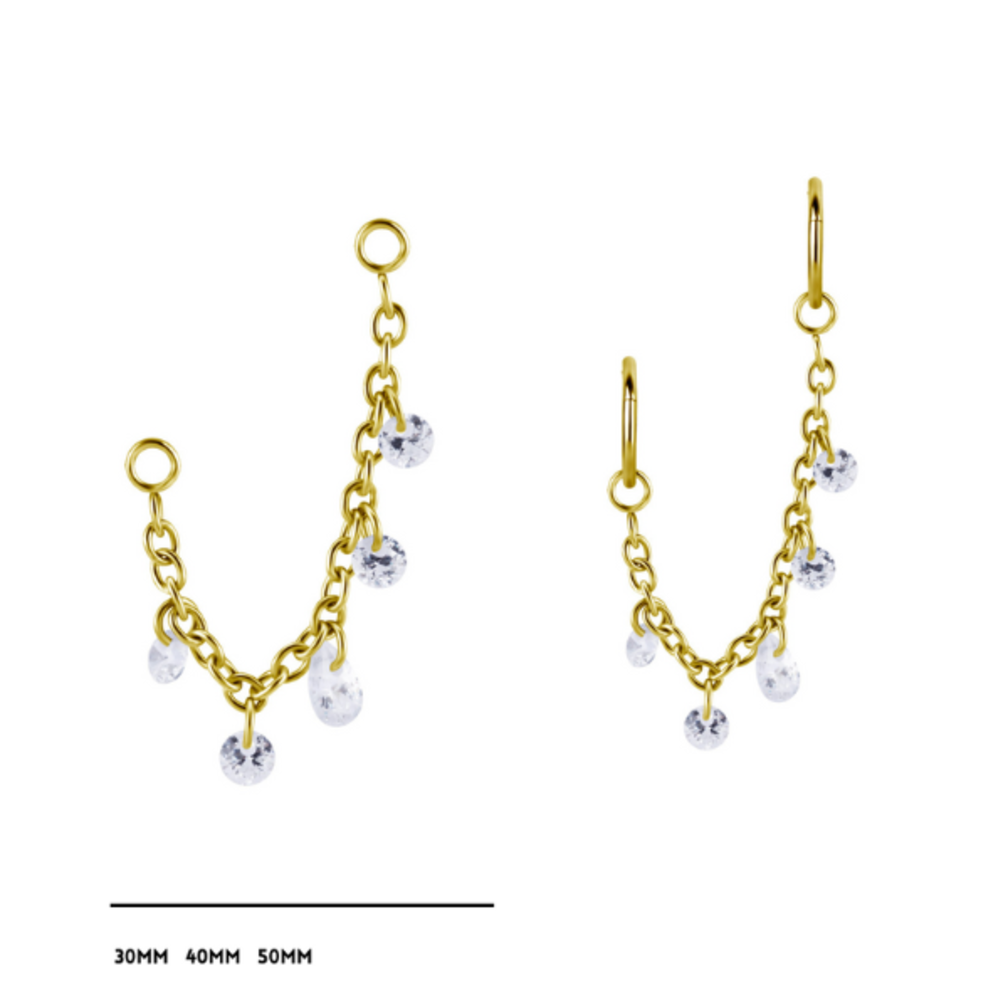 Verbindingsketting voor Piercingringen met Zwevende Zirkonia