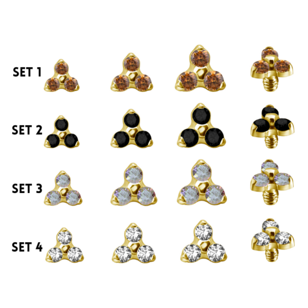 Trinity Flower Piercing Attachment Set –  in 3 Sizes