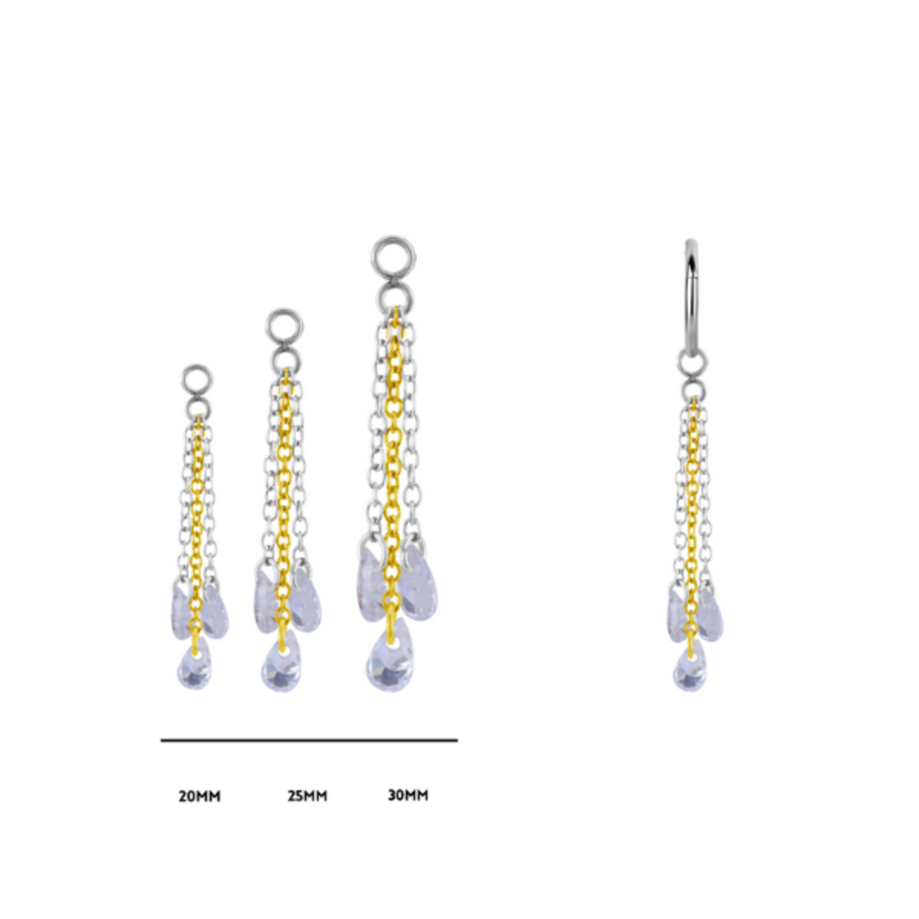 Segment Ring Hanger - Two-Tone Chain Charm with Pear-Shaped Zirconia