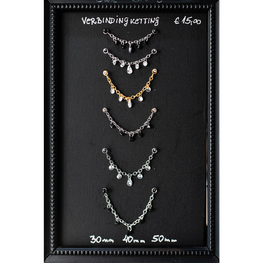 Verbindingsketting voor Piercingringen met Zwevende Zirkonia