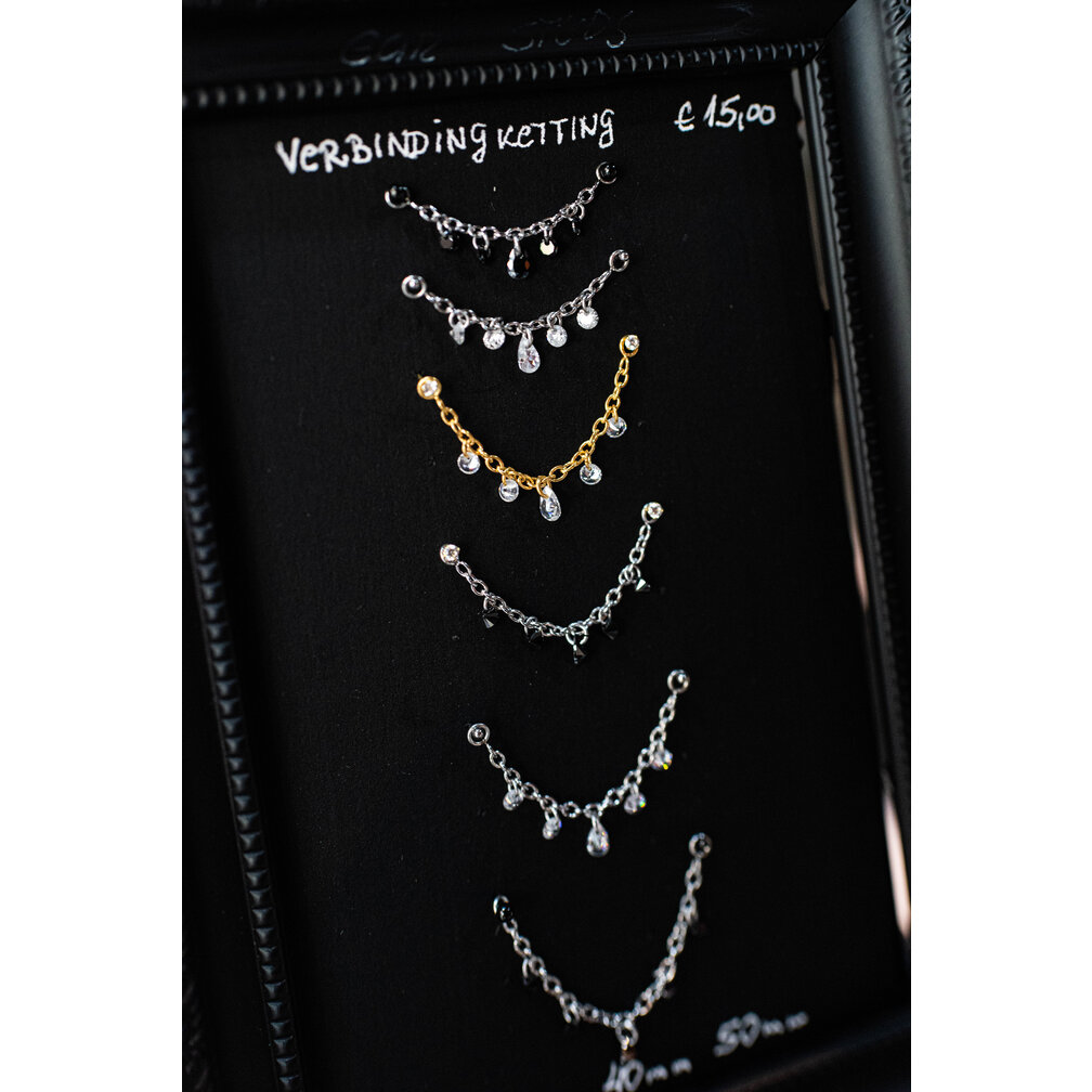 Verbindingsketting voor Piercingringen met Zwevende Zirkonia