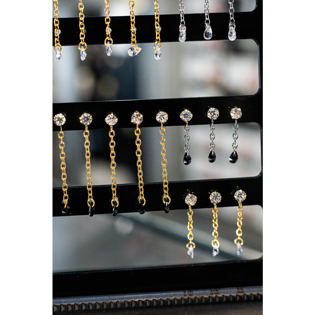 Segment Ring Hanger - Chain with Pear-Shaped Zirconia in 4 Sizes