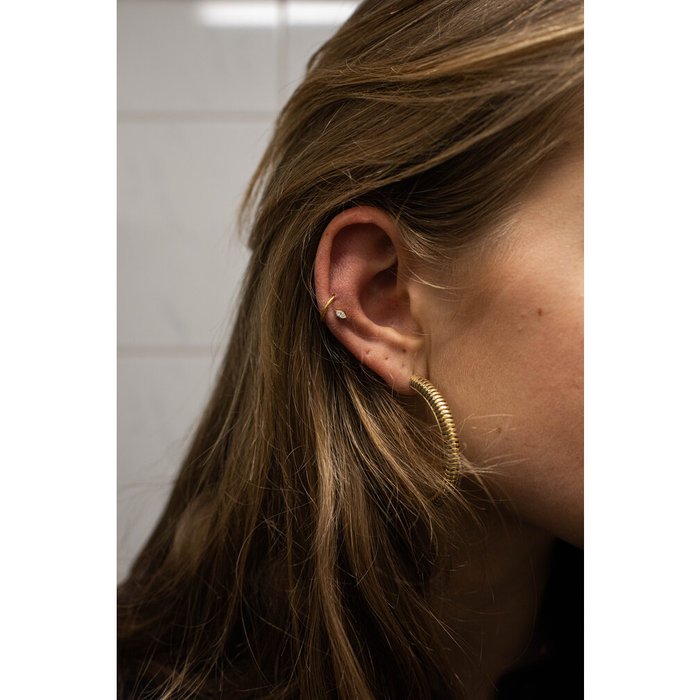 Moderne en Opvallende Barbell van Chirurgisch Staal - Met Kristalletje, Perfect voor Tragus en andere Oorpiercings