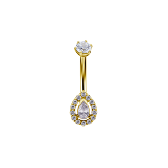 Piercings Works Gouden Peer Navelpiercing – Tijdloze Luxe in 18 Karaat Goud