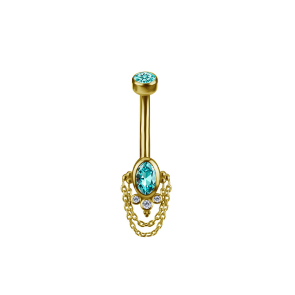 Aqua Luxury Navel Piercing - Royal Beauty in 18 Karat Gold